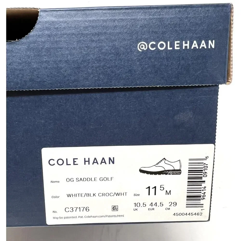 Cole Haan OG Original Grand Saddle Golf Shoe Size 11.5 WHITE BLACK CROC C37176